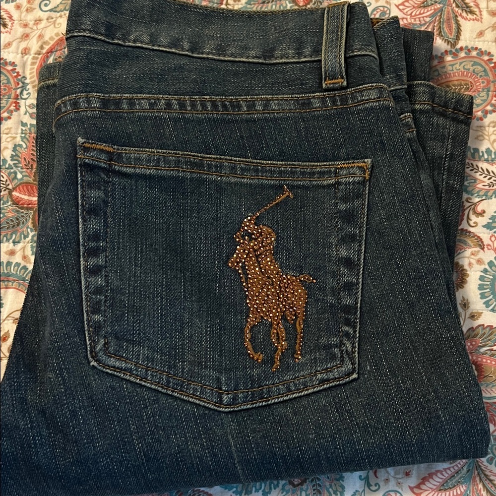 Black Label Denim Jeans with Gold Stitching